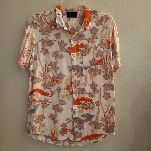 Men's Urban Outfitter Rolla's Bon Goldfish Colorful Short Sleeve Button Up Large - Picture 2 of 7